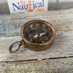 Antique Finish Brass Compass, Small Open Face Pocket Compass, Necklace, Keychain