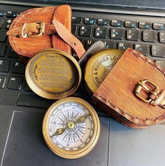 Pocket Compass Gift 2″ The Road Not Taken Antique Nautical Brass Poem Compass