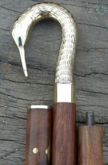 Antique swan brass head handle vintage victorian wooden walking stick