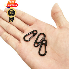 18PCS Mini Carabiner Clips Tiny Spring Snap Hook Keychains, black