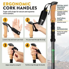 Lightweight Carbon Fiber Trekking Poles – Collapsible Hiking Sticks with Cork &
