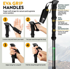 1100% Carbon Fiber Trekking Poles by USA Brand – Ultra Strong Lightweight Collap