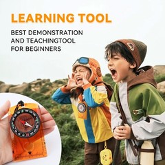 Hiking Compass for Kids – Orienteering & Wilderness Middle-sized, orange