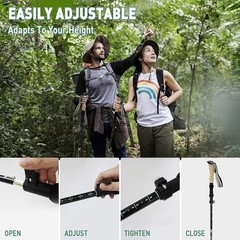 Lightweight Aluminum Trekking Poles Folding Hiking Gear Interchangeable Tips New