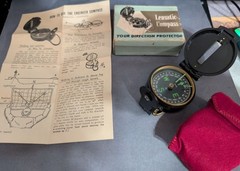 Vintage Lensatic Engineer Compass Japan With Original Box Pouch Instructions