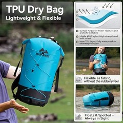 Floating Roll Top Dry Bag, Flexible Lightweight TPU Waterproof 20L Blue