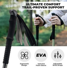 Qunature Foldable Lightweight Aluminum Trekking Pole with Adjustable Height&Grip