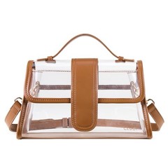 Clear Bag for Stadium Events Crossbody Purses for Women Stadium Approved Brown