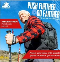 Trail Buddy Lightweight Collapsible Aluminum Trekking Hiking Walk Poles & Access