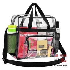 Clear Bag for Stadium Events, 12×5.5×12 Clear Tote Lunch Bag with Non Black