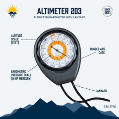 Portable Analog Altimeter 203 Battery Free Durable Hiking Camping Weather Tool