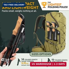 Premium Foldable Hiking Poles by USA Brand – Adjustable, Lightweight Trekking Po