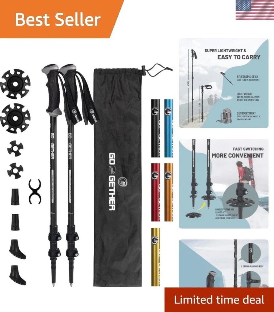 Lightweight Adjustable Aluminum Trekking Poles – Comfort and Durability (2 Pack)