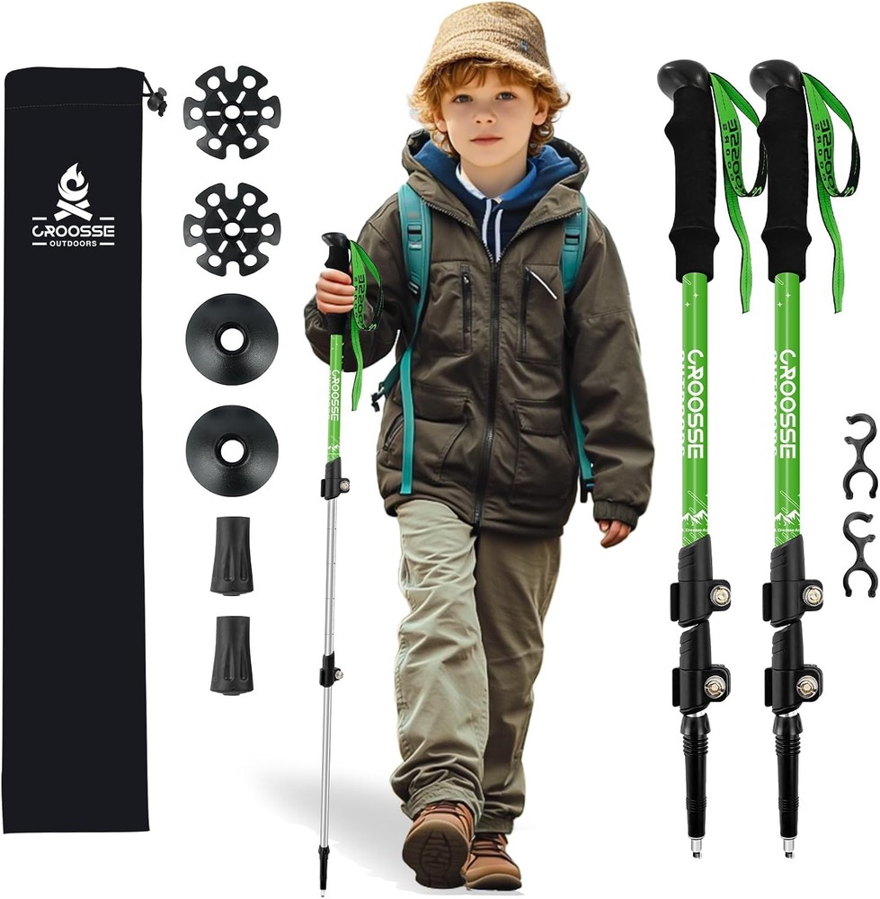 Lightweight Adjustable Kids Hiking Poles – Aluminum Trekking Poles 2 Pack