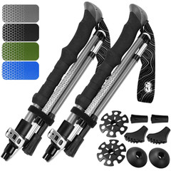 Foldable Hiking Poles – Lightweight Adjustable Aluminum Trekking Poles Cork Grip