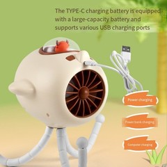 Portable Stroller Fan 8000mAh Battery 360 Degree Rotation LED Light 4 Speeds