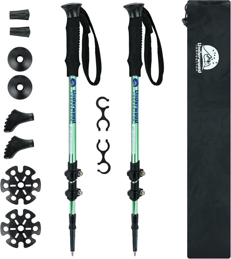 Trekking Poles Collapsible Hiking Poles – 2 Pack Adjustable Aluminum Hiking Stic