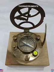 THOR INSTRUMENTS Vintage 4″ Brass Sundial Compass with Box | Rustic Decor | Gift