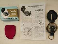 Vintage Lensatic Compass with Box, Bag and Instructions