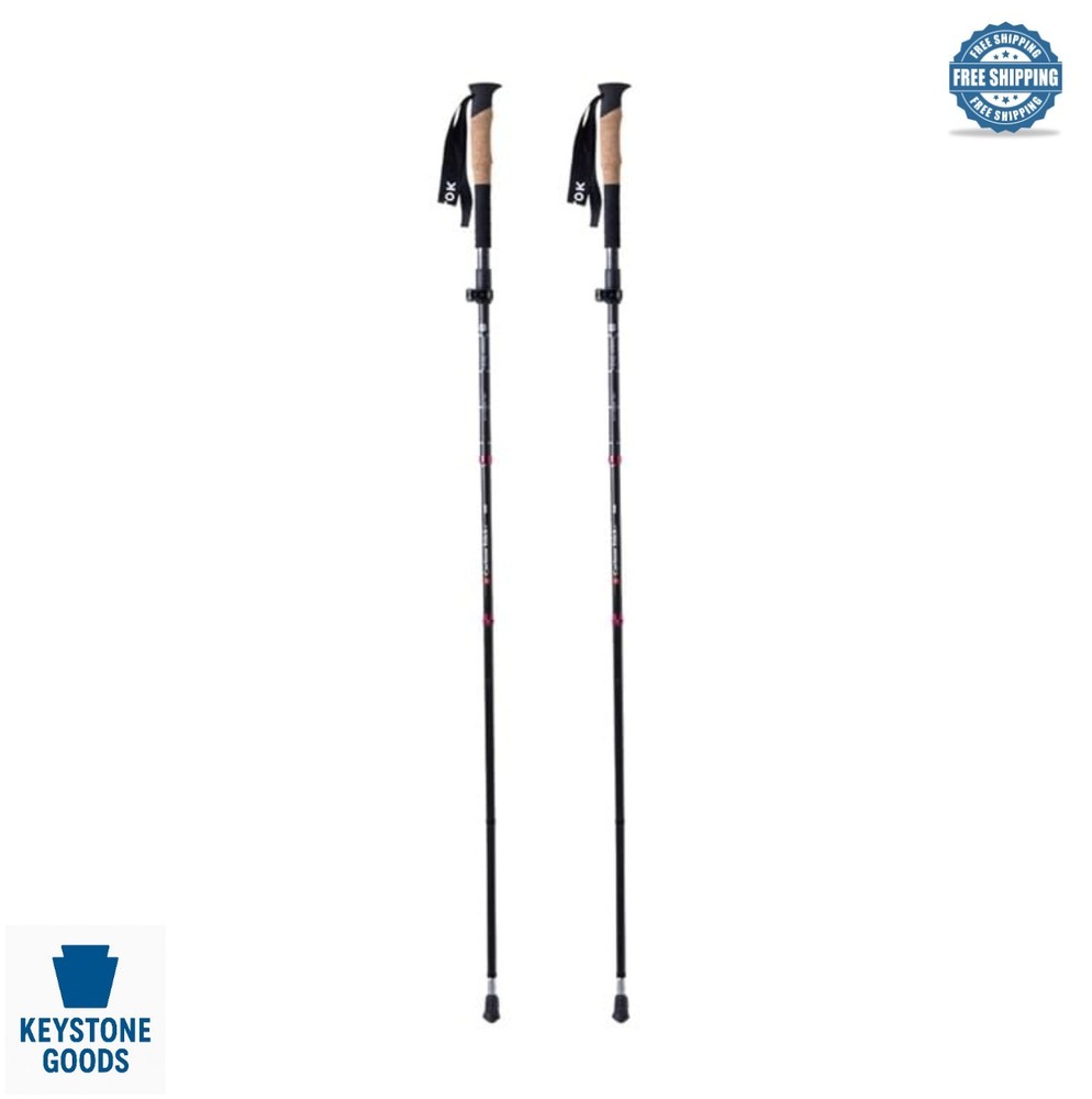 Trekking Poles Carbon Fiber Cork Grip Quick Lock Adjustable 57-130cm