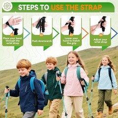 Kids Trekking Poles for Hiking – Collapsible Lightweight Hiking Poles, 2 Pack