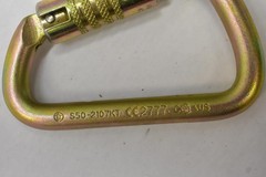 S50-2107KT Locking Carabiner 18kN CE2777 Steel Screw Lock Yellow Zinc Connector