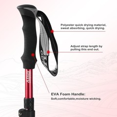 AISUNOURDOOR Lightweight Adjustable Trekking Poles, Aluminum 51inch, Red 2