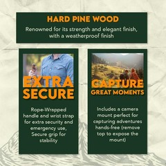 SE 3 Piece 55″ Detachable Pine Wood Walking/Hiking Stick with Metal Brown
