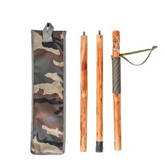 3pc Detachable Hiking Walking Stick Set – 55″ Fir Wood, Compass, Animal Carving,