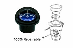 Ritchie SuperSport Flush Mount 3.75 In PowerDamp Flat Dial Compass Black SS1002