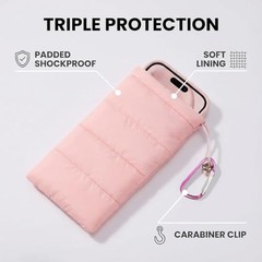 2 Pack GlassesBag Phone Case with Carabiner, Soft Protective Phone Green+Pink