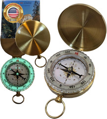 Glow in the Dark Brass Pocket Compass for Kids – Waterproof Navigation Tool for