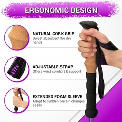 TheFitLife Trekking Poles – Lightweight 7075 Aluminum Hiking Sticks Silver