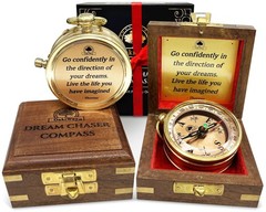 The Dream Chaser Compass in Wooden Box – 2025 Graduation Gifts for Him College