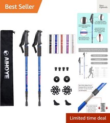 Ergonomic Anti-Shock Trekking Poles – 2 Pack Collapsible for Men & Women, 25-52″