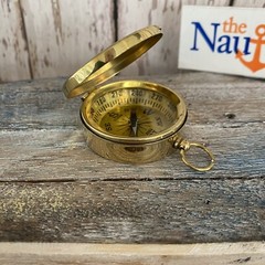 Brass Compass With Lid – Old Pocket Style – Nautical Necklace Pendant, Keychain