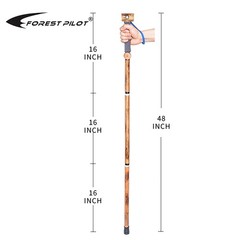 3 Pieces Detachable Hardwood Walking Stick Cross Head with a Compass (Nature …