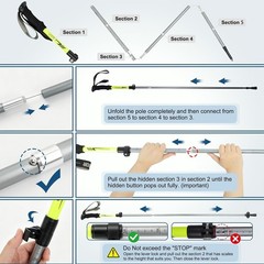 Collapsible Trekking Poles Hiking Lightweight Folding Hiking Poles W/ Flip Lock