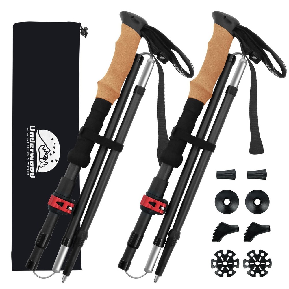Carbon Fiber Trekking Poles – Lightweight Collapsible Hiking Poles, 2 PCS Nor…