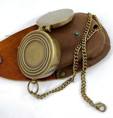 Brass Compass Unique Print Compass With Leather Case Brass Compass With Chain