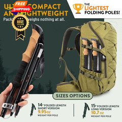 Premium Foldable Hiking 100-120 cm for Height: 5’9″ and smaller, Cork – Black