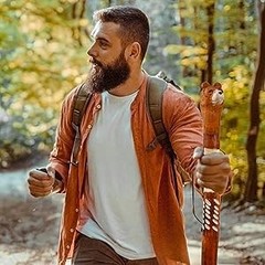 Carved Walking Stick with Animal Head – Lightweight and Strong Wooden Treckking