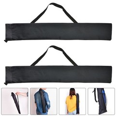 2Pcs Hiking Pole Storage Pouch Black Oxford Cloth Walking Stick Carrying Bag