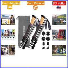 Gray Trek-Z Aluminum Folding Trekking Poles with Cork Grips, Adjustable, Ligh…
