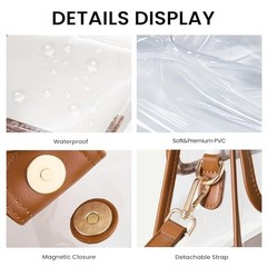 Clear Bag for Stadium Events Crossbody Purses for Women Stadium Approved Brown