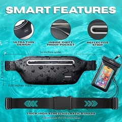 100% Underwater Waterproof Fanny Pack | Submersible Waterproof Phone Black