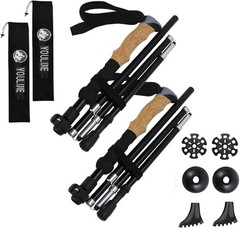 Ultralight 7.6oz 100% Carbon Fiber Trekking Poles 2-Pack Collapsible Anti-Shock