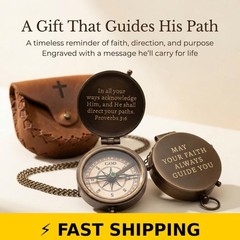 SFdizayn Brass Pocket Compass – Baptism & Confirmation Gift