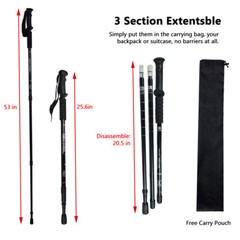 Pair of Hiking Trekking Poles Walking Sticks Alpenstock Telescopic Anti-Shock