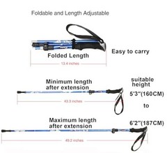 A ALAFEN Aluminum Collapsible Ultralight Travel Trekking 1 PC(1 Pole) P1_Blue